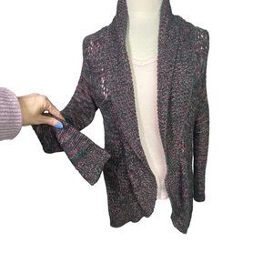 Torrid Cardigan Size 0 Large Open Knit Sage Green Pink Viva Magenta Cozy Boho
